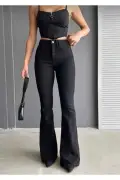 شلوار زنانه فِلِر جین کتان اسپانیایی مشکی ضد رنگ