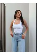 جین با پاچه گشاد و جزئیات دانتل