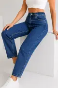 شلوار جین مام جینز زنانه با کمر بلند آبی