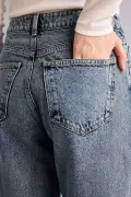 شلوار جین کمر بلند و گشاد 100% پنبه مدل F9596AX26SP
