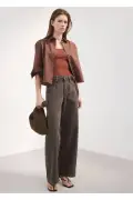 شلوار جین پاچه گشاد با بند