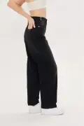 شلوار جین مشکی زنانه با جزئیات کمربند قابل تنظیم ALLEY Apoletli
