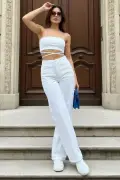 بلازو کات شلوار سفید