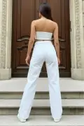 بلازو کات شلوار سفید