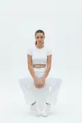 جین گشاد زنانه سفید با کمر بلند نوا