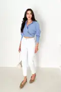 شلوار جین زنانه لیكرا مدل مام جین با کمر بلند و کشسان ANNA-2073
