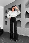 شلوار جین زنانه کمر بلند مشکی مدل اسپانیایی