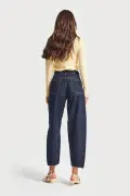 شلوار جین زنانه رنگ ایندیگو 7w5-50 با برش راحت و قد 67 سانتیمتر از 100% کتان