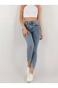 شلوار جین اسکینی آبی روشن با کمر بلند