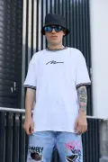 تیشرت تابستانی مردانه با یقه قالبی و جزئیات نوشته شده، سایز بزرگ فصل جدید