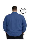 پیراهن آستین بلند مردانه سایز بزرگ آبی تیره 3XL-4XL-5XL-6XL-7XL-8XL