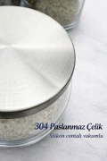 ست 12 عددی شیشه ادویه با درب فلزی و وکیوم 300 میلی‌لیتر - برچسب‌دار - 9*7 سانتیمتر