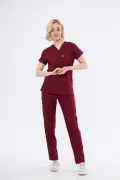 یونیفرم پرستاری مدیکال Bordo Unisex با الیاف پنبه و لیکرا برای پزشکان و پرستاران