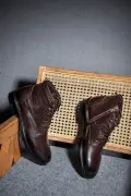 بوت مردانه چرم طبیعی ریکو با زیره لاستیکی و بند