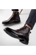 بوت مردانه چرم طبیعی ریکو با زیره لاستیکی و بند