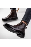 بوت مردانه چرم طبیعی ریکو با زیره لاستیکی و بند