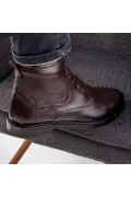 بوت مردانه چرم طبیعی ریکو با زیره لاستیکی و بند