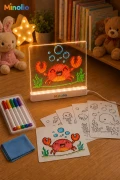 تابلوی طراحی و رنگ آمیزی با نور LED به همراه پایه و 6 عدد خودکار هدیه 20X20