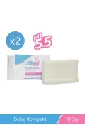 ست صابون کمپکت بچه 100 گرم x 2 عدد حاوی اینولین و پانتنول با pH 5.5 برای تمیز کردن ملایم پوست