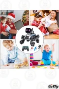 ربات سگ آکروباتیک 8 چرخ با کنترل از راه دور 2.4 GHz و کنترل از مچ دست، شارژی، موزیکال و با نور LED