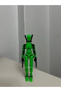 ربات Dummy عروسک حرکتی اکشن با هدیه لیوان 3D 13 سانتی‌متر سبز سیاه
