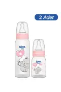ست شیشه شیر کلاسیک PP 125 میلی لیتر + 250 میلی لیتر صورتی 0-6 ماه