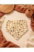 دستمال زیر گردن نوزاد با طرح برگ پاییزی و دو دکمه چسبی