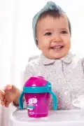 لیوان نوزاد با نازل و دسته ضد چکه 200 میلی‌لیتر 6+ ماه رنگ صورتی