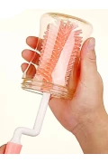 فرچه تمیزکننده شیشه و بطری با سر سیلیکونی نرم و مقاوم رنگ صورتی