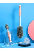 فرچه تمیزکننده شیشه و بطری با سر سیلیکونی نرم و مقاوم رنگ صورتی