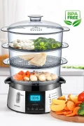 پلوپز بخارپز دیجیتال 120 دقیقه‌ای با صفحه نمایش دیجیتال 10 لیتری GM-7269