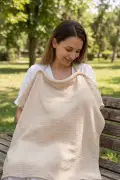 پیشبند شیردهی دو لایه موسلین مادر و نوزاد %100 پنبه پوشش چند منظوره کالسکه نوزاد رنگ بژ