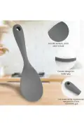 دو عدد قاشق برنجی سیلیکونی با نوک فوق‌العاده سخت و مقاوم در برابر حرارت، نچسب و غیر قابل سوختن ۲۲ سانتی‌متر