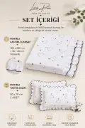 ست ملحفه کشدار با فری و دو عدد روکش بالش سایز کینگ 180x200cm ارتفاع 36-40cm از 100% پنبه رانفورس