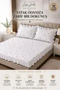 ست ملحفه کشدار با فری و دو عدد روکش بالش سایز کینگ 180x200cm ارتفاع 36-40cm از 100% پنبه رانفورس