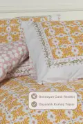 ست روتختی آماندا یک نفره %100 پنبه رانفورس با ملحفه کشدار (160x220 سانتی‌متر) زرد