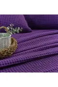 روکش تشک وافر ضد تعریق %100 پنبه - پیکه نرم با سایز بزرگ بنفش - خاکستری 230 x 260 سانتی‌متر