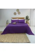 روکش تشک وافر ضد تعریق %100 پنبه - پیکه نرم با سایز بزرگ بنفش - خاکستری 230 x 260 سانتی‌متر