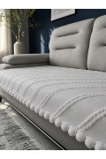 روکش مبل پونپون‌دار سیه‌نا 85 x 215 سانتی‌متر روکش مبل بافت شنیل دکوری برای کاناپه و مبل