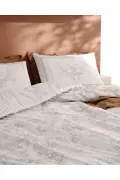 ست روتختی دو نفره با ملحفه چاپی از 100% پنبه - بژ