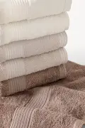 ست حوله دست و صورت بالرا 6 تایی - کرم / بژ / قهوه‌ای