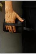 کیف دستی مردانه با ظاهر چرم و دو دسته - مشکی