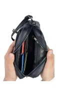 کیف دستی مردانه مشکی با جیب و کمربند