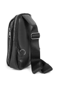کیف دوشی مردانه، کیف بدن، کیف کمر و کوله پشتی سیاه از چرم وگان مدل Etn-72-s