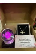 ست هدیه گوی برفی دختر برفی زحل با تغییر رنگ 3D و گردنبند زحل از استیل ضد زنگ