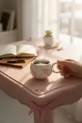 یک عدد گردنبند قلبی صورتی از استیل ضد زنگ و فنجان سرامیکی با روبان صورتی و سنگ طبیعی کوارتز صورتی هدیه
