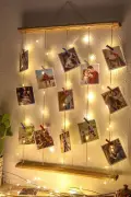 آویز عکس با گیره و نور، دیوار یادگاری LED، قاب عکس چوبی