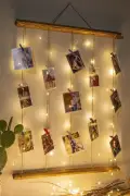 آویز عکس با گیره و نور، دیوار یادگاری LED، قاب عکس چوبی