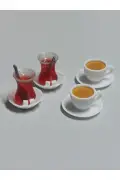 4 تایی 2 چای 2 قهوه – لوازم جانبی مینیاتوری خانه عروسکی و دیوراما تلفن تزئینی