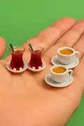 4 تایی 2 چای 2 قهوه – لوازم جانبی مینیاتوری خانه عروسکی و دیوراما تلفن تزئینی